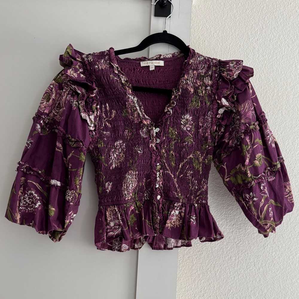 Love The Label XS Elegant Floral Smocked Blouse